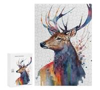 Rompecabezas para Adolescentes 300 PCS Deer In Watercolor Art Rompecabezas para Adultos Juegos Relajantes Decoración Perfecta Regalos De Cumpleaños Y Únicos 300 PCS