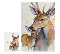 Rompecabezas para Adolescentes 300 PCS Deer Mother and Deer Baby Rompecabezas para Adultos Juguetes Antiestrés para La Diversión Familiar Interacción Entre Padres E Hijos 300 PCS