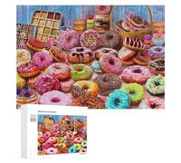 Rompecabezas para Adolescentes 300 PCS Delicious Assorted Donuts Collection Rompecabezas Juguetes Antiestrés Decoración Diversión En Casa Actividades, 300 PCS
