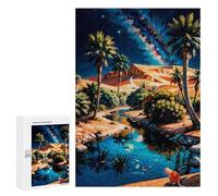 Rompecabezas para Adolescentes 300 PCS Desert Oasis Under Starry Sky Rompecabezas para Adultos Juguetes De Bricolaje Desafío Difícil Cumpleaños 300 PCS