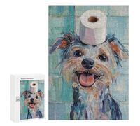 Rompecabezas para Adolescentes 300 PCS Dog with Toilet Paper Hat Rompecabezas para Adolescentes Juguetes Antiestrés Mejora La Memoria 300 PCS