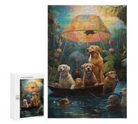 Rompecabezas para Adolescentes 300 PCS Dogs in A Boat Adventure Rompecabezas para Adultos Juego De Ingenio Decoración del Hogar Actividades Divertidas En Casa 300 PCS