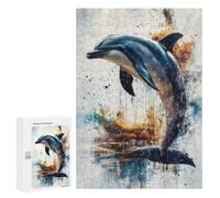 Rompecabezas para Adolescentes 300 PCS Dolphin Watercolor Art Rompecabezas para Adultos Juguetes Antiestrés para La Diversión Familiar Interacción Entre Padres E Hijos 300 PCS