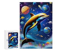 Rompecabezas para Adolescentes 300 PCS Dolphins in Space Rompecabezas para Adultos Juego De Ingenio Decoración del Hogar Actividades Divertidas En Casa 300 PCS