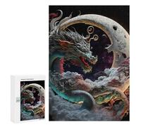 Rompecabezas para Adolescentes 300 PCS Dragon Moon Fantasy Art -2 Rompecabezas para Adultos Juego De Ingenio Decoración del Hogar Actividades Divertidas En Casa 300 PCS