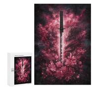 Rompecabezas para Adolescentes 300 PCS Dragon Sword with Pink Flowers -1 Rompecabezas para Adultos Actividades Familiares Interacción Entre Padres E Hijos Hermoso Juego De Diseño 300 PCS