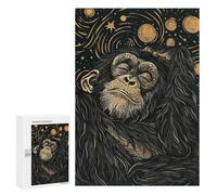 Rompecabezas para Adolescentes 300 PCS Dreamy Chimpanzee in Starry Night Rompecabezas para Adultos Juegos Relajantes Desafío Difícil Desafío Educativo 300 PCS