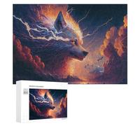 Rompecabezas para Adolescentes 300 PCS Electric Wolf in Flames Rompecabezas para Adultos Juegos Divertidos Análisis Y Lógica Interacción Entre Padres E Hijos 300 PCS