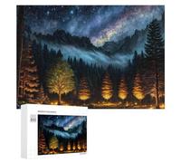 Rompecabezas para Adolescentes 300 PCS Enchanted Forest Under A Starry Sky Rompecabezas para Adultos Juego De Ingenio Decoración del Hogar Actividades Divertidas En Casa 300 PCS