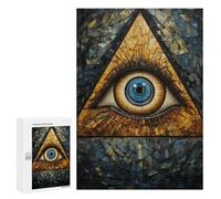 Rompecabezas para Adolescentes 300 PCS Eye of Providence Stained Glass Rompecabezas para Adultos Actividades Familiares Interacción Entre Padres E Hijos Hermoso Juego De Diseño 300 PCS