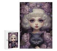 Rompecabezas para Adolescentes 300 PCS Fantasy Cat Lady Rompecabezas para Adultos Juguetes Antiestrés para La Diversión Familiar Interacción Entre Padres E Hijos 300 PCS