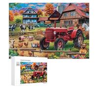 Rompecabezas para Adolescentes 300 PCS Farm Life Scene with Tractor Rompecabezas Juegos Relajantes Decoración del Hogar Regalos Y Cumpleaños Únicos 300 PCS
