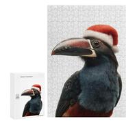 Rompecabezas para Adolescentes 300 PCS Festive Toucanet Bird with Santa Hat Rompecabezas para Adultos Juego De Ingenio Decoración del Hogar Regalos para Reducir El Estrés 300 PCS