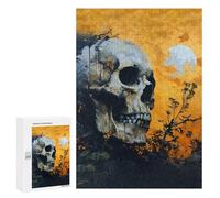 Rompecabezas para Adolescentes 300 PCS Field of Flowers and Skull Rompecabezas para Adultos Juegos Relajantes Desafío Difícil Desafío Educativo 300 PCS