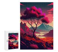 Rompecabezas para Adolescentes 300 PCS Fiery Landscape with Tree Rompecabezas para Adultos Juego Familiar Regalo De Cumpleaños Interacción Entre Padres E Hijos 300 PCS
