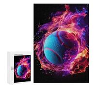 Rompecabezas para Adolescentes 300 PCS Flame Engulfed Tennis Ball Rompecabezas para Adultos Juego Familiar Decoración Desafiante De Completar 300 PCS