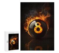 Rompecabezas para Adolescentes 300 PCS Flaming Billiards 8 Ball Rompecabezas para Adultos Juguetes Antiestrés para La Diversión Familiar Interacción Entre Padres E Hijos 300 PCS