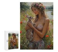 Rompecabezas para Adolescentes 300 PCS Floral Fantasy with Rabbit Rompecabezas para Adultos Actividades Familiares Interacción Entre Padres E Hijos Hermoso Juego De Diseño 300 PCS