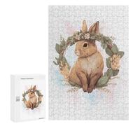 Rompecabezas para Adolescentes 300 PCS Floral Watercolor Rabbit Rompecabezas para Adultos Juego De Ingenio Ensamblaje De Patrones Interacción Entre Padres E Hijos 300 PCS