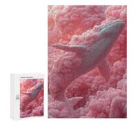 Rompecabezas para Adolescentes 300 PCS Floral Whale in Pink Clouds Rompecabezas para Adultos Juguetes Antiestrés Arte De Pared Interacción Entre Padres E Hijos 300 PCS