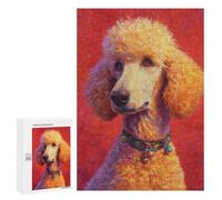 Rompecabezas para Adolescentes 300 PCS Fluffy Poodle with Red Background Rompecabezas para Adultos Actividades Familiares Interacción Entre Padres E Hijos Hermoso Juego De Diseño 300 PCS
