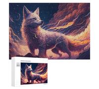 Rompecabezas para Adolescentes 300 PCS Fox Spirit with Fire Wings Rompecabezas para Adultos Juegos Relajantes Carrera De Velocidad Manual Desafiante De Completar 300 PCS