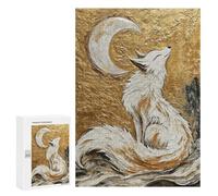 Rompecabezas para Adolescentes 300 PCS Fox Under Crescent Moon Rompecabezas para Adultos Juego De Ingenio Decoración del Hogar Regalos para Reducir El Estrés 300 PCS