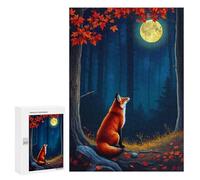Rompecabezas para Adolescentes 300 PCS Fox Under The Full Moon Rompecabezas para Adolescentes Juguetes Antiestrés Mejora La Memoria 300 PCS