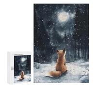 Rompecabezas para Adolescentes 300 PCS Fox Under The Moonlight Rompecabezas para Adultos Juego Práctico Decoración De Pared Cumpleaños Y Navidad 300 PCS