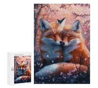 Rompecabezas para Adolescentes 300 PCS Foxes in Blossom Bliss Rompecabezas para Adolescentes Mejora La Memoria Desafiante De Completar Juego Desafiante Juguetes 300 PCS
