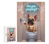 Rompecabezas para Adolescentes 300 PCS French Bulldog on Toilet Humor Rompecabezas para Adultos Juego Práctico Carrera De Velocidad Manual Desafío Educativo 300 PCS