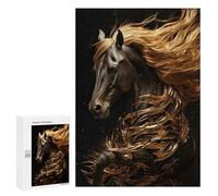 Rompecabezas para Adolescentes 300 PCS Friesian Golden Horse Rompecabezas para Adultos Juguetes Antiestrés Arte De Pared Interacción Entre Padres E Hijos 300 PCS