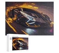 Rompecabezas para Adolescentes 300 PCS Future-Style Sports Car in Neon Lights Rompecabezas para Adultos Juego Familiar Regalo De Cumpleaños Interacción Entre Padres E Hijos 300 PCS