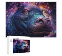 Rompecabezas para Adolescentes 300 PCS Galactic Hippo Cosmic Artwork Rompecabezas Juguetes Antiestrés Decoración Diversión En Casa Actividades, 300 PCS