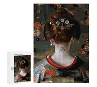 Rompecabezas para Adolescentes 300 PCS Geisha Back View with Floral Kimono Rompecabezas para Adultos Juego Práctico Decoración De Pared Cumpleaños Y Navidad 300 PCS