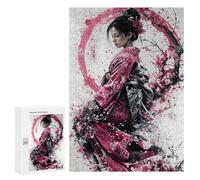 Rompecabezas para Adolescentes 300 PCS Geisha in Cherry Blossoms Rompecabezas para Adultos Juegos De Relajación Ensamblaje De Patrones Interacción Entre Padres E Hijos 300 PCS