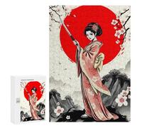 Rompecabezas para Adolescentes 300 PCS Geisha with Katana Rompecabezas para Adultos Juguetes Antiestrés para La Diversión Familiar Interacción Entre Padres E Hijos 300 PCS