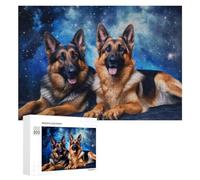 Rompecabezas para Adolescentes 300 PCS German Shepherd Dogs in Space Background Rompecabezas para Adultos Juegos Familiares Análisis Y Lógica Actividades Divertidas En Casa 300 PCS