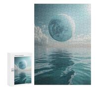 Rompecabezas para Adolescentes 300 PCS Giant Moon Over Ocean Rompecabezas para Adultos Juegos Relajantes Pero Divertidos Y Humorísticos 300 PCS
