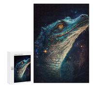 Rompecabezas para Adolescentes 300 PCS Glowing Crocodile in Space Rompecabezas Juegos Relajantes Decoración Perfecta Cumpleaños Y Navidad 300 PCS