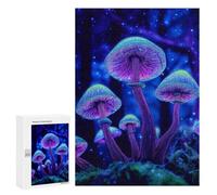 Rompecabezas para Adolescentes 300 PCS Glowing Forest Mushrooms Juego De Rompecabezas Familiar Decoración Perfecta Cumpleaños Y Navidad 300 PCS