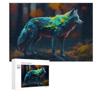 Rompecabezas para Adolescentes 300 PCS Glowing Forest Wolf Rompecabezas para Adultos Juego Familiar Regalo De Cumpleaños Interacción Entre Padres E Hijos 300 PCS