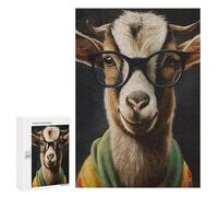 Rompecabezas para Adolescentes 300 PCS Goat with Glasses Rompecabezas para Adultos Juguetes Antiestrés para La Diversión Familiar Interacción Entre Padres E Hijos 300 PCS