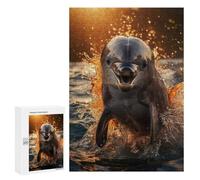 Rompecabezas para Adolescentes 300 PCS Golden Hour Dolphin Rompecabezas para Adultos Juegos Relajantes Decoración Actividades Divertidas En Casa 300 PCS