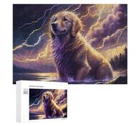 Rompecabezas para Adolescentes 300 PCS Golden Retriever in Stormy Weather-2 Rompecabezas para Adultos Juegos Divertidos Análisis Y Lógica Interacción Entre Padres E Hijos 300 PCS