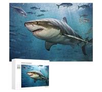Rompecabezas para Adolescentes 300 PCS Great White Shark in Deep Blue Waters Rompecabezas para Adultos Juego Familiar Regalo De Cumpleaños Interacción Entre Padres E Hijos 300 PCS