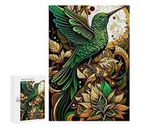 Rompecabezas para Adolescentes 300 PCS Green Hummingbird with Moon Rompecabezas para Adultos Juego Familiar Regalo De Cumpleaños Interacción Entre Padres E Hijos 300 PCS