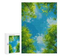 Rompecabezas para Adolescentes 300 PCS Green Trees and Blue Sky Rompecabezas para Adolescentes Juegos Relajantes Regalos para Mujeres Actividades Divertidas En Casa 300 PCS