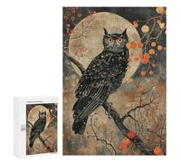 Rompecabezas para Adolescentes 300 PCS Halloween Night Owl Art Print Rompecabezas para Adultos Actividades Familiares Interacción Entre Padres E Hijos Hermoso Juego De Diseño 300 PCS