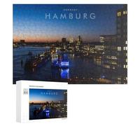 Rompecabezas para Adolescentes 300 PCS Hamburg Nights City Lights Reflecting on Water Rompecabezas para Adultos Juego Familiar Regalo De Cumpleaños Interacción Entre Padres E Hijos 300 PCS